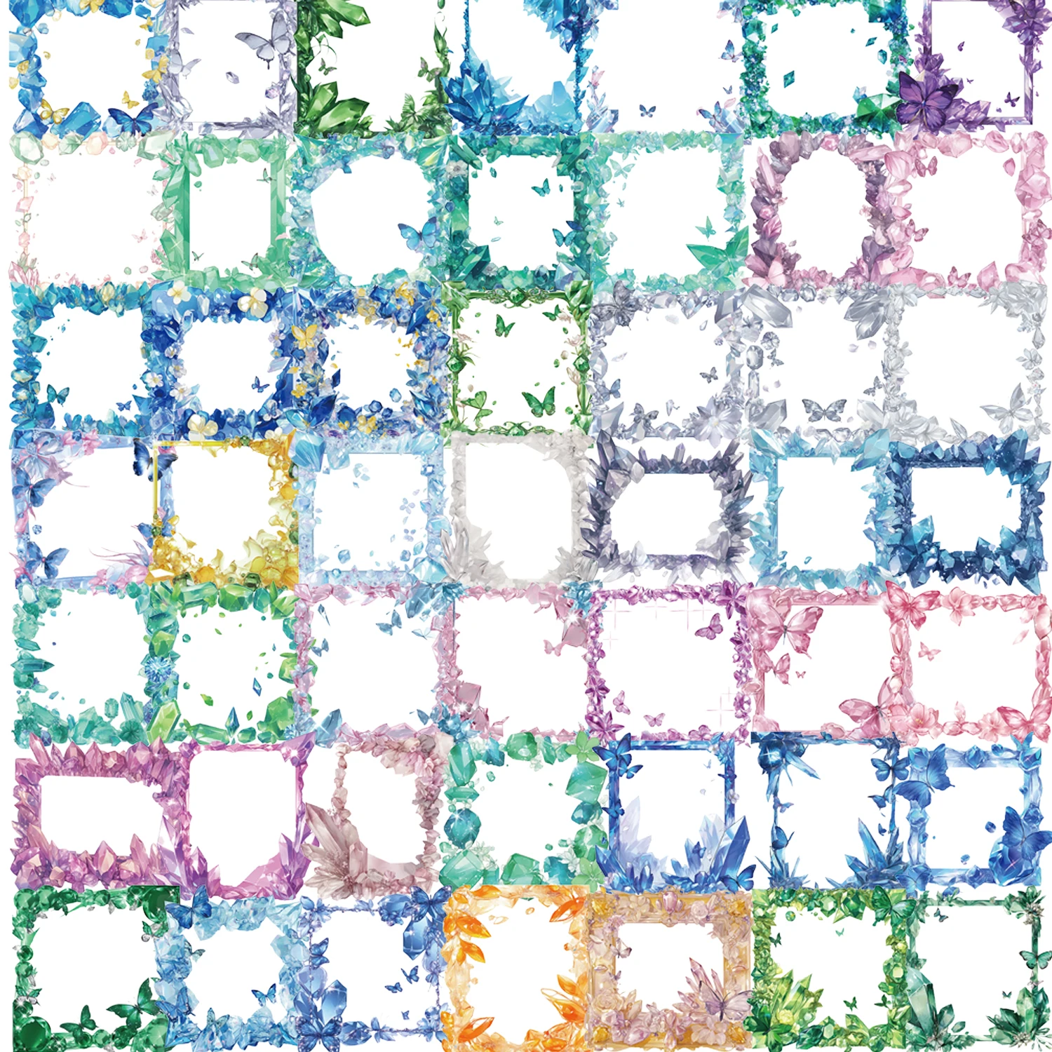 55 stücke Vintage Schmetterling Transparent Kristall Rahmen Sammelalbum Materialien DIY Fotoalbum Collage Journalling Kreative Schreibwaren Image