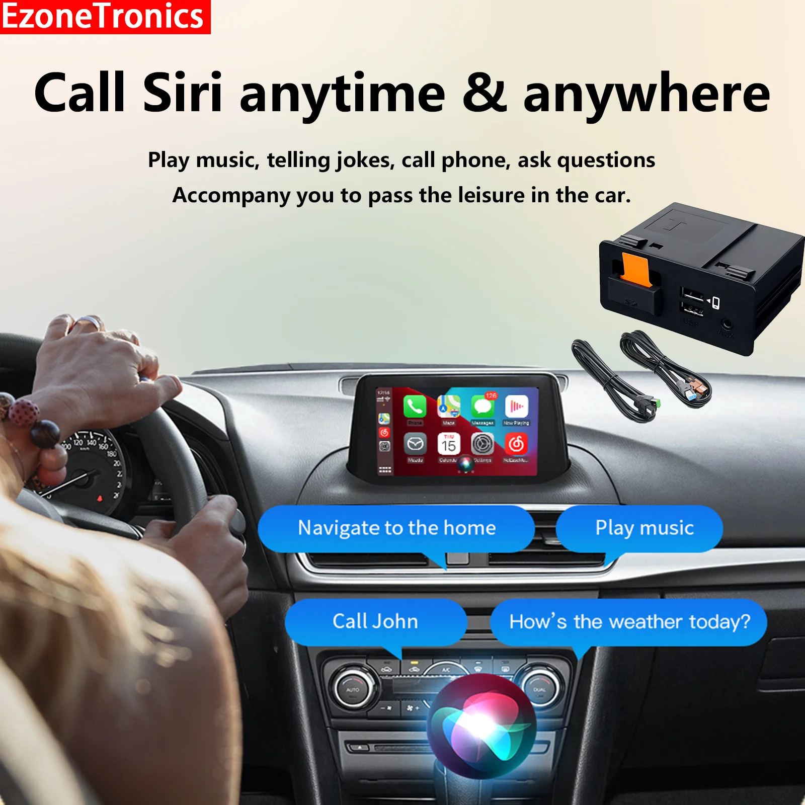 EZonetronics OEM Hub Retrofit Kit für MZD Connect System kompatibel mit Mazda 2/3/6/CX3/CX5/CX9/Fit für Carplay & Android Auto Image