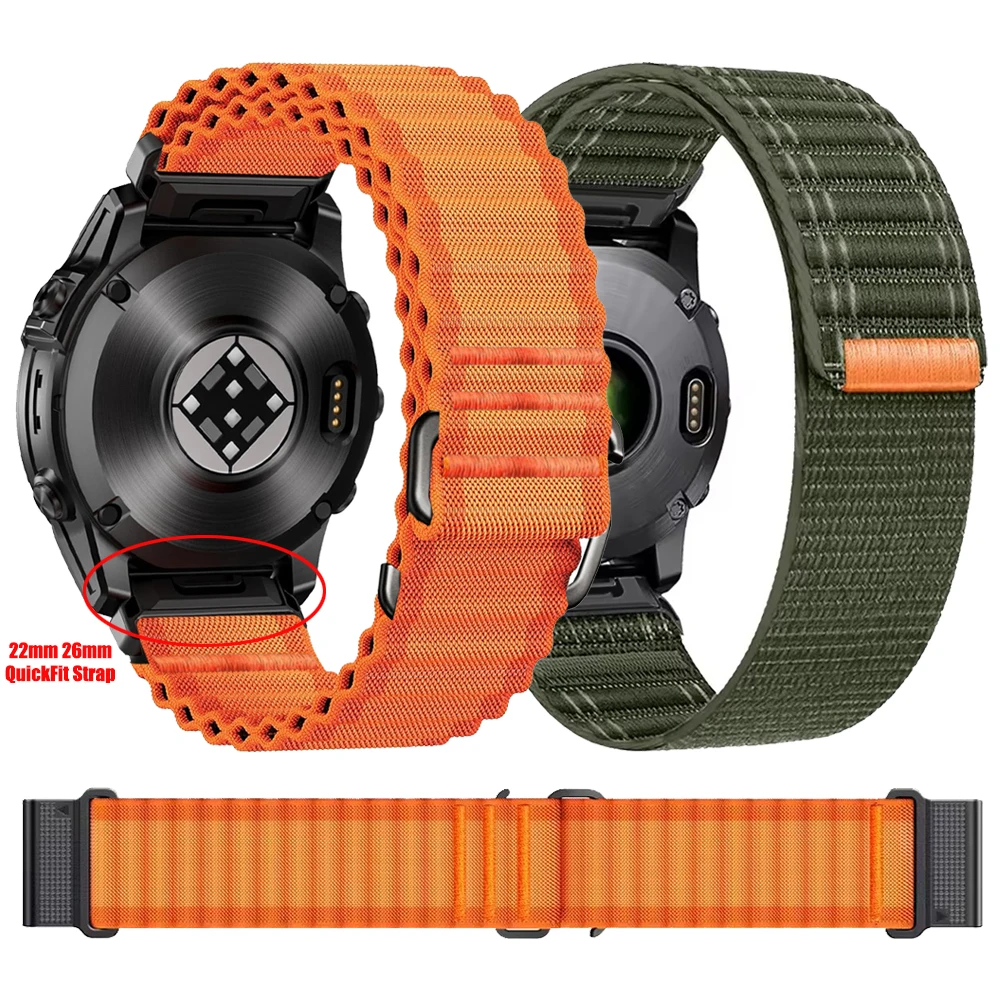 QuickFit 26 mm 22 mm Nylon-Schlaufenarmband für Garmin Fenix 8 E 7 7X 6 6X 5 5X Sportbänder für Forerunner 965 955 970/Tactix 8 Armband Image