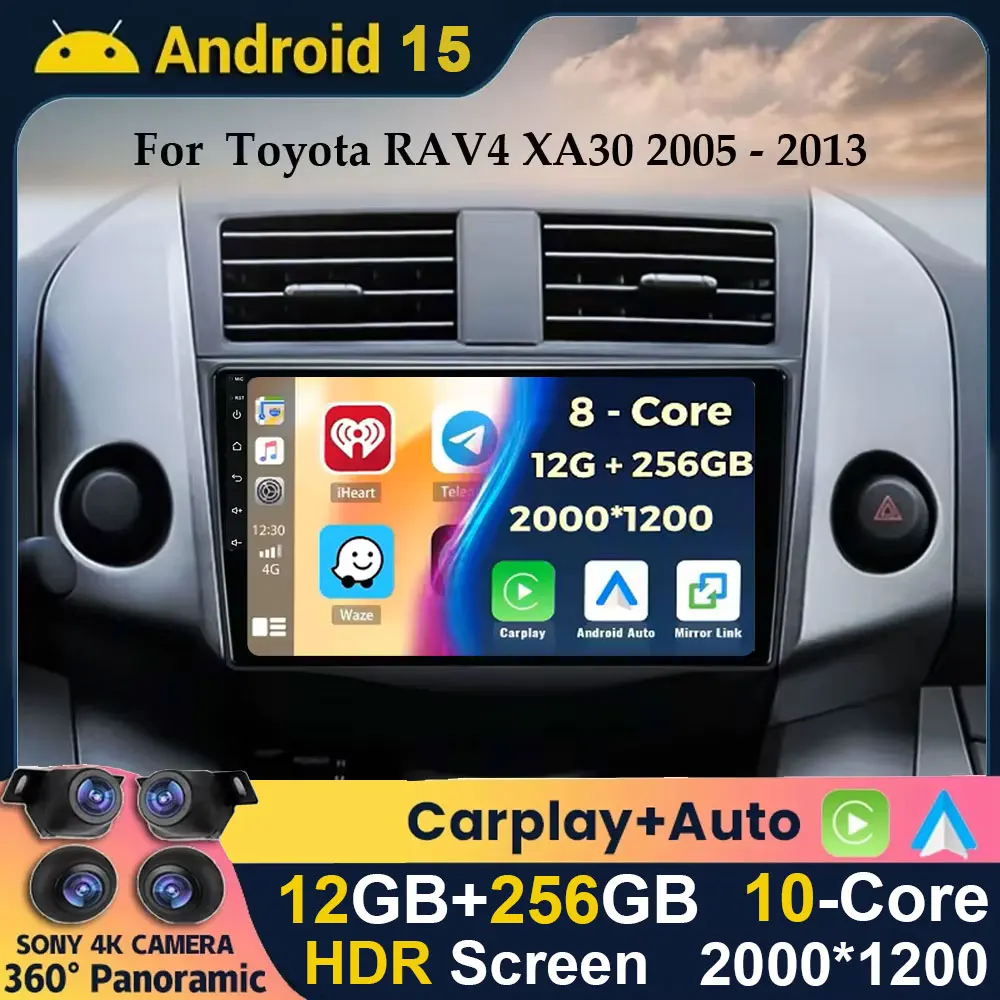 Android 15 Auto Carplay 4G + WIFI Auto Radio Für Toyota RAV4 Rav 4 2005 2006 2007 2008 2009-2013 Multimedia Player DSP GPS Stereo Image