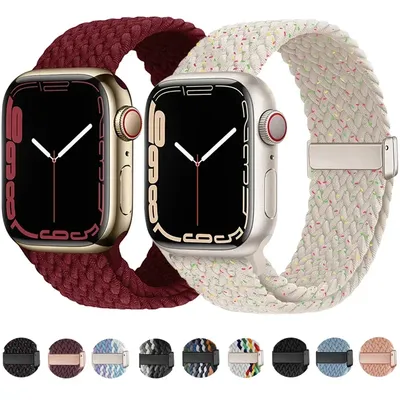 Nylonarmband für Apple Watch Band 44 mm 45 mm 38 40 mm 49 mm 41 mm 42 mm 46 mm Magnetschnalle geflochten iWatch Serie 10 9 SE 6 7 8 Ultra Image