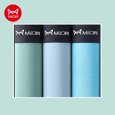 MiiOW 3Pcs Eis Seide Männer Boxer Höschen Bequeme Unterhose Baumwolle Unterwäsche Männlichen L-5XL Antibakterielle Boxershorts Dessous Image
