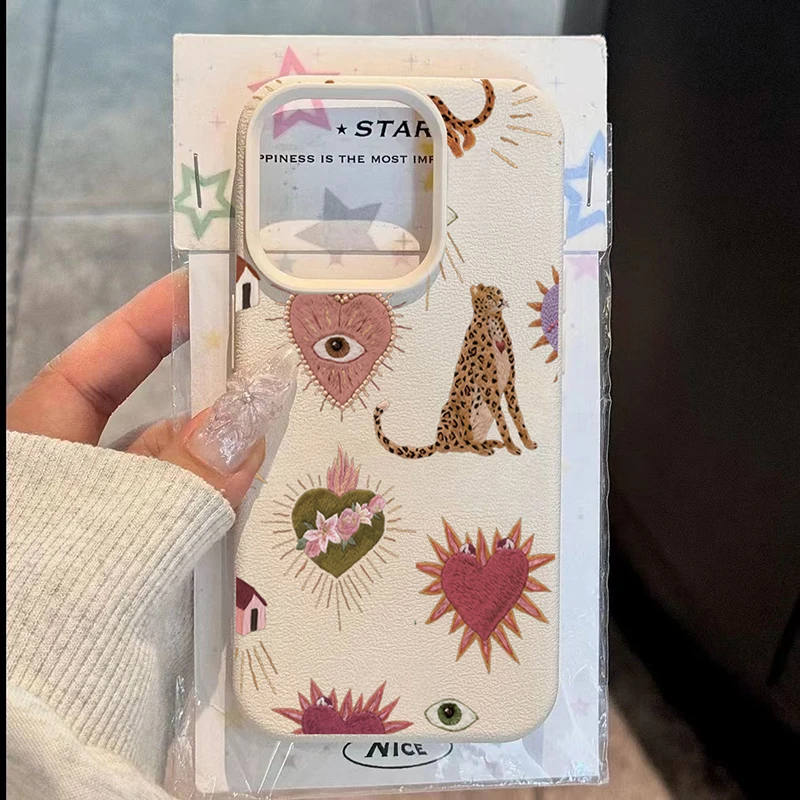 Für iPhone 16 15 14 13 12 11 17 Pro Max Plus Fall Personalisierte Leopard Lichee Muster Silikon Abdeckung Für iPhone XS X 16e Funda Image