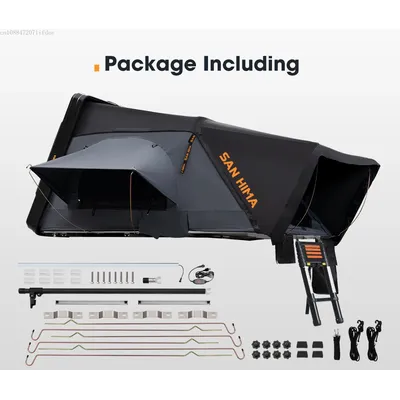 SAN HIMA UV-beständiges, wasserdichtes 4-Personen-Hartschalen-Dachzelt, ABS-Clamshell-Hartschalen-Auto-Dachzelt für 4 x 4 Camping