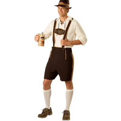 Herren Oktoberfest Kostüm Brewer Shirt Hosenträger & Hut für Bier Festival Halloween Deutsche Party – Erwachsene Bier Outfit M-3XL Image