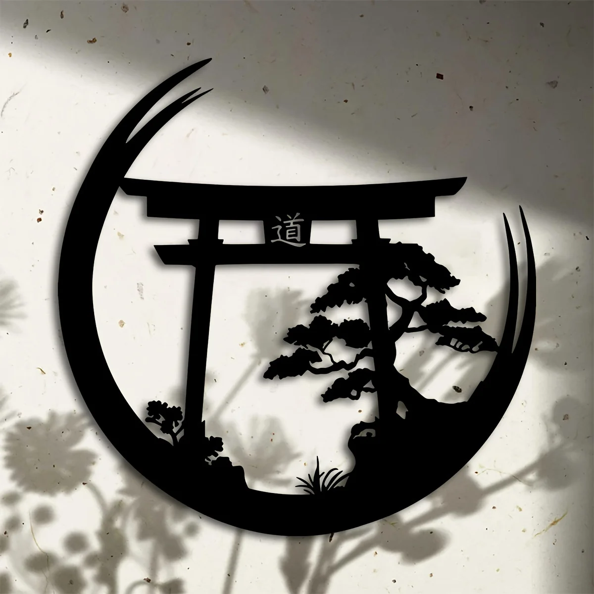 Scultura da parete con cancello Torii per albero bonsai giapponese - Arte da parete in metallo, decorazione elegante da appendere, regalo murale in ferro per l'inaugurazione della casa