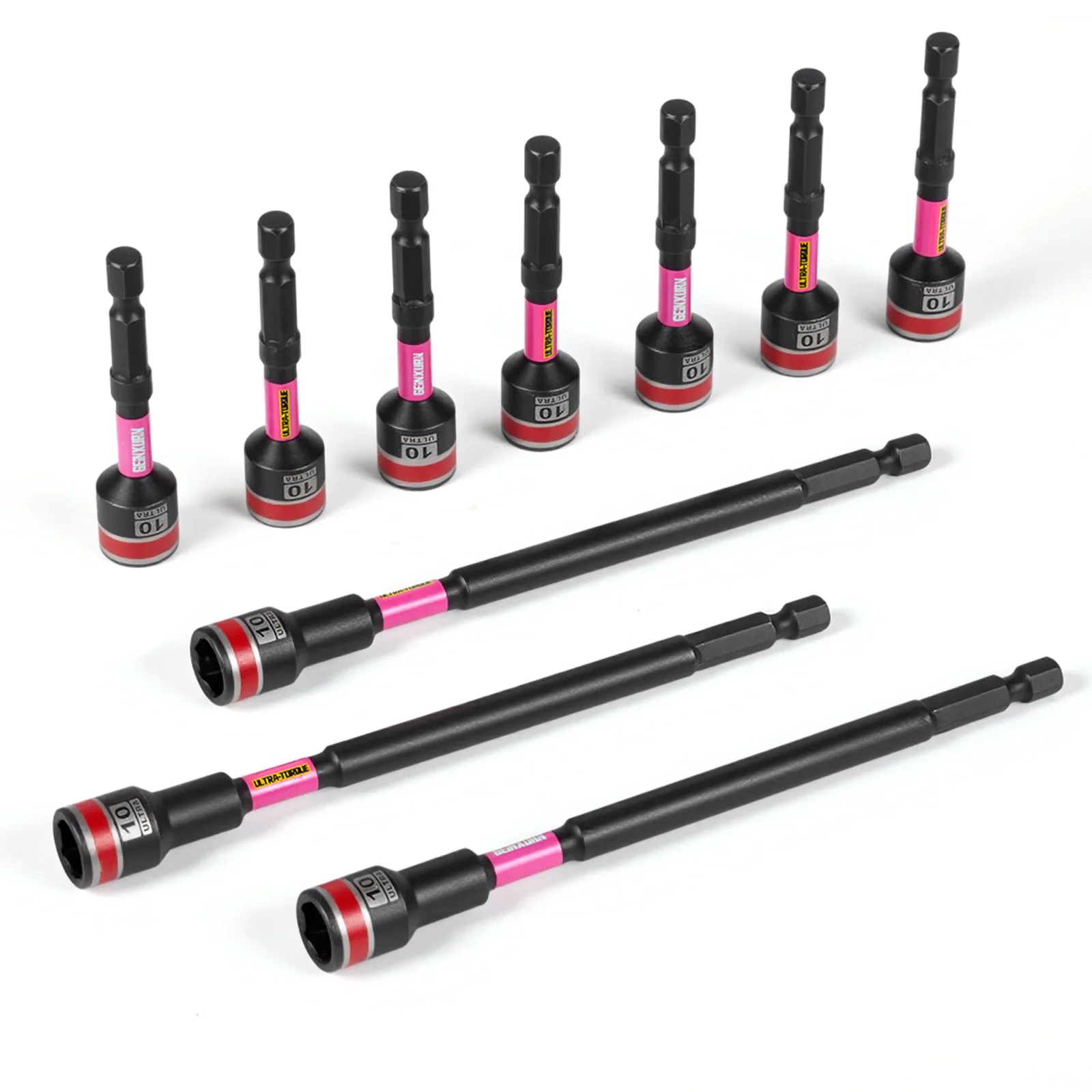 Geinxurn Schlagmuttern-Schraubendreher-Set, 2,56"/6" lang, 8/10/13 mm metrisches Muttern-Setter-Set, 6-Punkt-Legierungsstahl mit tragbaren Aufbewahrungskoffern Image