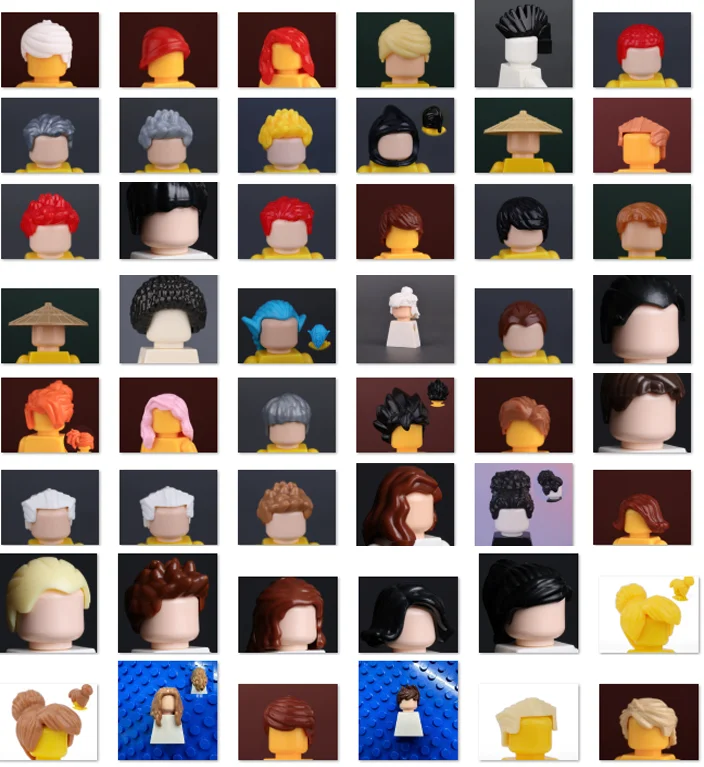 Figuren Frisuren Kopf Haar Bausteine Stadt Figur Körper Zubehör Blonde Teile DIY Hut Ziegel Montieren Spielzeug Image
