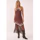 Nastygal Womens Embroidered Halter Neck Tassel Mini Dress - Chocolate - Size 14 UK | Nastygal Sale | Discount Designer Brands