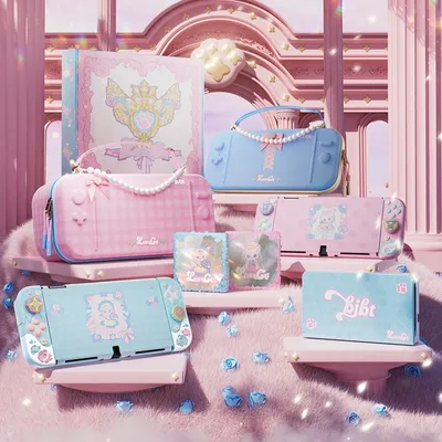 BJBT Lolita Cat Series NS2 Protective Case Set - Carrying Bag, Controller Case & Joystick Caps for Switch 2 Cute Gaming Accessor