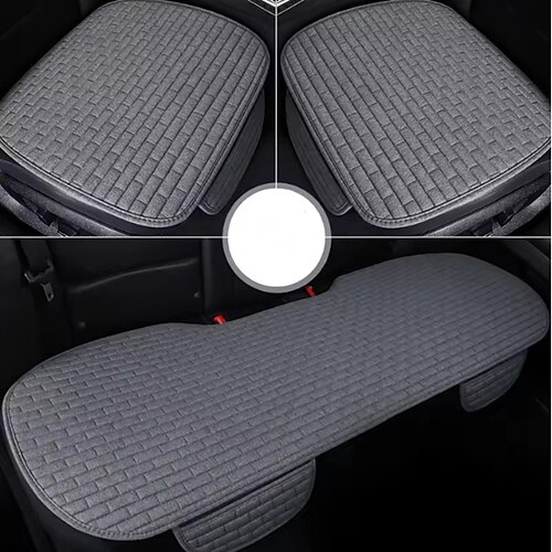 3 stücke universal flachs auto sitz abdeckung atmungsaktive leinen stoff vorne hinten sitz kissen protector auto innen männer auto zubehör
