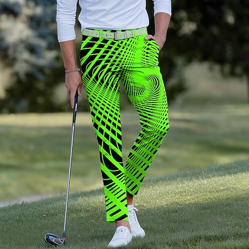 Herren Geometrisch Optische Täuschung Strudel Anzughose Golfhosen Hose Mittlere Taille Lässig Sport im Freien Slim Fit Hose mit Taschen Frühling Herbst 3D-Druck Hellblau Blau Orange Image