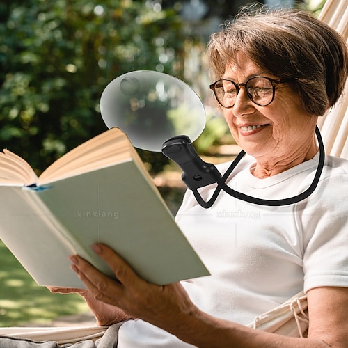 3-fache Lupe 110 mm, freihändig verstellbare Halsbekleidung für Senioren, ideal zum Lesen, Nähen, Basteln, Kreuzstich – keine Batterie erforderlich, Lupe zum Lesen Image