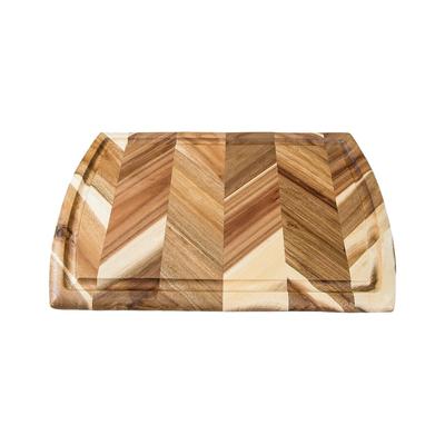 Lipper International Acacia Herringbone Cutting / Serve Board With Juice Well & Inset Handles