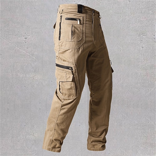 Herren Cargo-Hosen Hose Knöpfe Mehrere Taschen Einfach tragbar Outdoor Täglich Campen und Wandern Mode Klassisch Schwarz Gelb Image