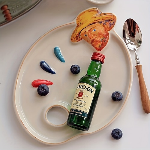 Keramik-Mischpalette im Van-Gogh-Stil, vielseitig einsetzbares Deko-Requisit zum Malen und Präsentieren von Make-up-Utensilien, ideal für Weihnachten, perfekt für Thanksgiving Image