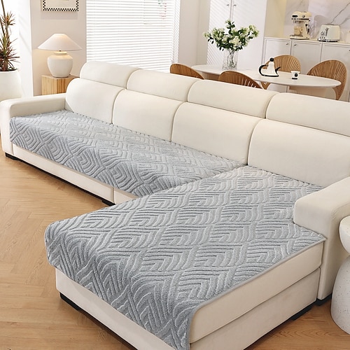 Sofakissenbezug – einfarbiger Luxus-Plüsch-Samtbezug, rutschfester, weicher Polsterschutz für moderne Sofas (für alle Jahreszeiten) Image