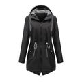 Giacca impermeabile da donna, antivento, con cappuccio, 2 tasche, cerniera, foderata, cintura regolabile, giacca casual da campeggio impermeabile