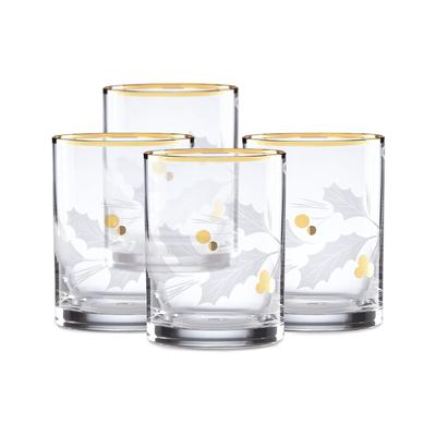 Lenox Set Of 4 Holiday Gold Dof Glasses