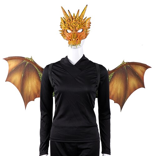 Karneval 2026 Fantasie Drachen Karneval Flügel Maske Halbgesicht Erwachsene Herren Damen Unisex Halloween Karneval Party Leistung Einfaches Karnevalskostüm Verkleiden Image
