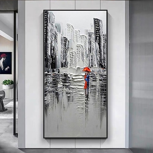 Mintura handgefertigte 3D-Ölgemälde mit strukturierter Landschaft auf Leinwand, Wandkunst, Dekoration, modernes abstraktes Bild für die Inneneinrichtung, gerolltes, rahmenloses, ungedehntes Gemälde Image