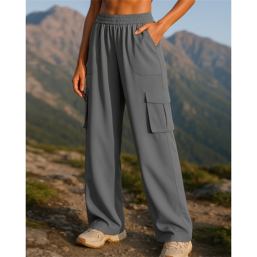 Damen Hose mit weitem Bein Cargohosen Wanderhosen Frühling Herbst Außen Normale Passform Wasserdicht Winddicht Hosen Elastischer Bund Schwarz Rosa Spandex Camping / Wandern Jagd Laufen S M L XL XXL Image