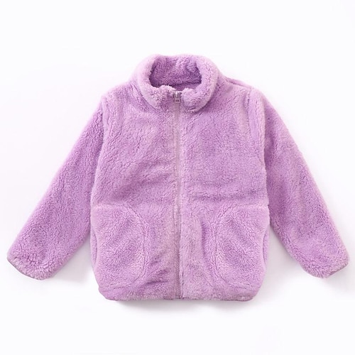 Kinder Jungen Fleecejacke Oberbekleidung Einfarbig Langarm Reißverschluss Mantel Outdoor Baumwolle Mode Täglich Rosa Rote Marineblau Herbst Winter 7-13 Jahre Image
