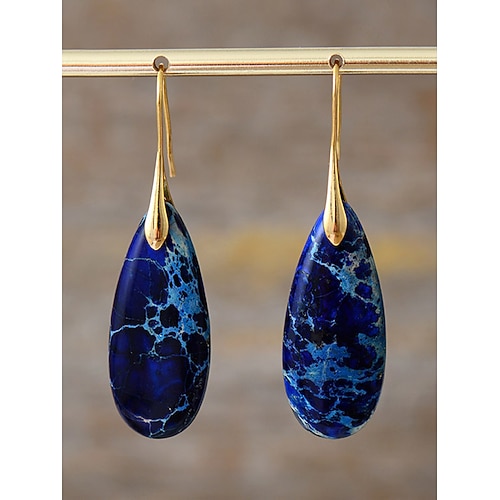 Damen-Ohrhänger aus Naturstein – eleganter Tropfenschmuck aus Legierung mit Haken für Damen, Accessoires im Bohème-Stil für Partys, Hochzeiten und den Alltag Image