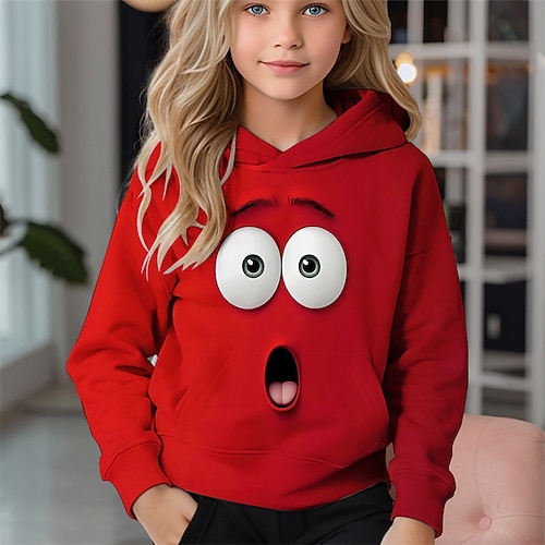 Mädchen 3D Grafik Cartoon Kapuzensweatshirt Langarm Frühling Herbst Mode Streetwear Kinder 4-12 Jahre Mit Kapuze Outdoor Lässig Täglich Normale Passform Image