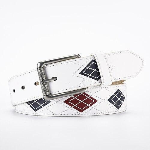Herren Gürtel Taillengürtel Weiß PU-Leder Legierung Langlebig Verstellbar Geometrisch Outdoor Täglich