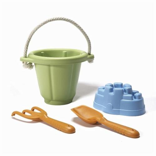 GREENTOYS - Sandspielzeug mit grünem Eimer 4 Teile - Greentoys