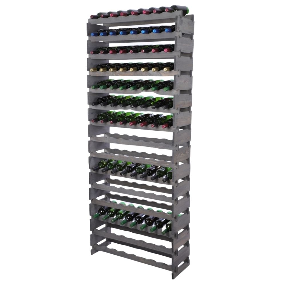 Proregal Weinregal VINOTECA FLEX PRO | HxBxT 205x84x28cm | 120 Flaschen auf 15 Ebenen | Massives Kiefernholz | Grau Image