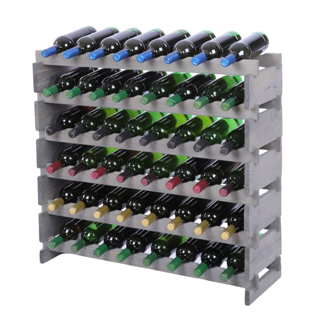 Proregal Weinregal VINOTECA FLEX PRO | HxBxT 79x84x28cm | 48 Flaschen auf 6 Ebenen | Massives Kiefernholz | Grau Image