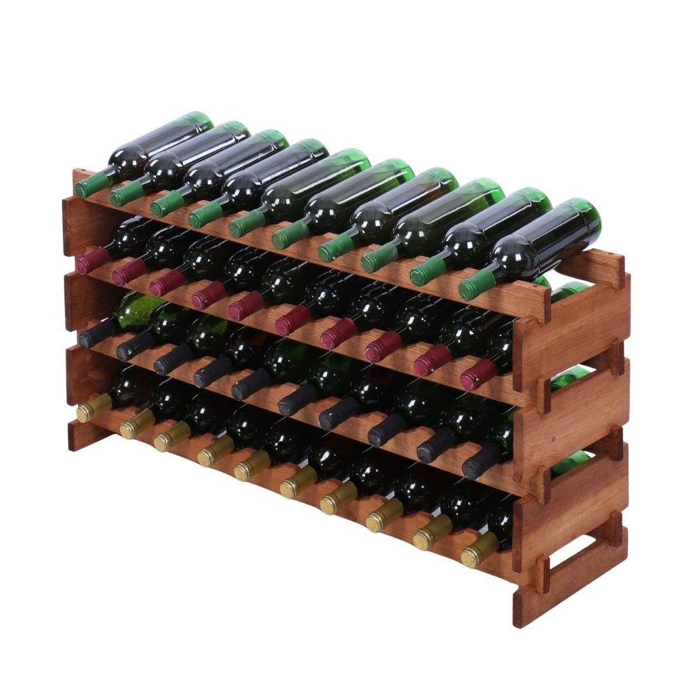 Proregal Weinregal VINOTECA FLEX PRO | HxBxT 51x103x28cm | 40 Flaschen auf 4 Ebenen | Massives Kiefernholz | Braun geölt Image