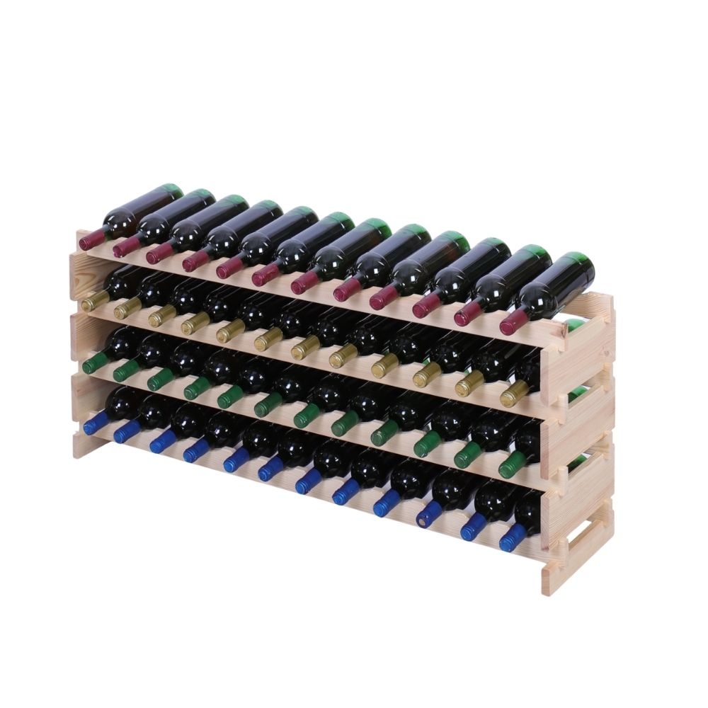 Proregal Weinregal VINOTECA FLEX PRO | HxBxT 51x123x28cm | 48 Flaschen auf 4 Ebenen | Massives Kiefernholz | Natur unbehandelt Image