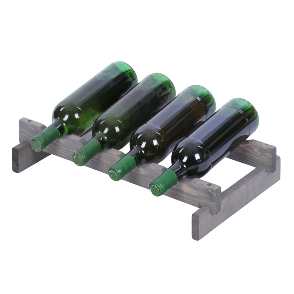 Proregal Weinregal VINOTECA FLEX PRO | HxBxT 9x46x28cm | 4 Flaschen auf 1 Ebene | Massives Kiefernholz | Grau Image