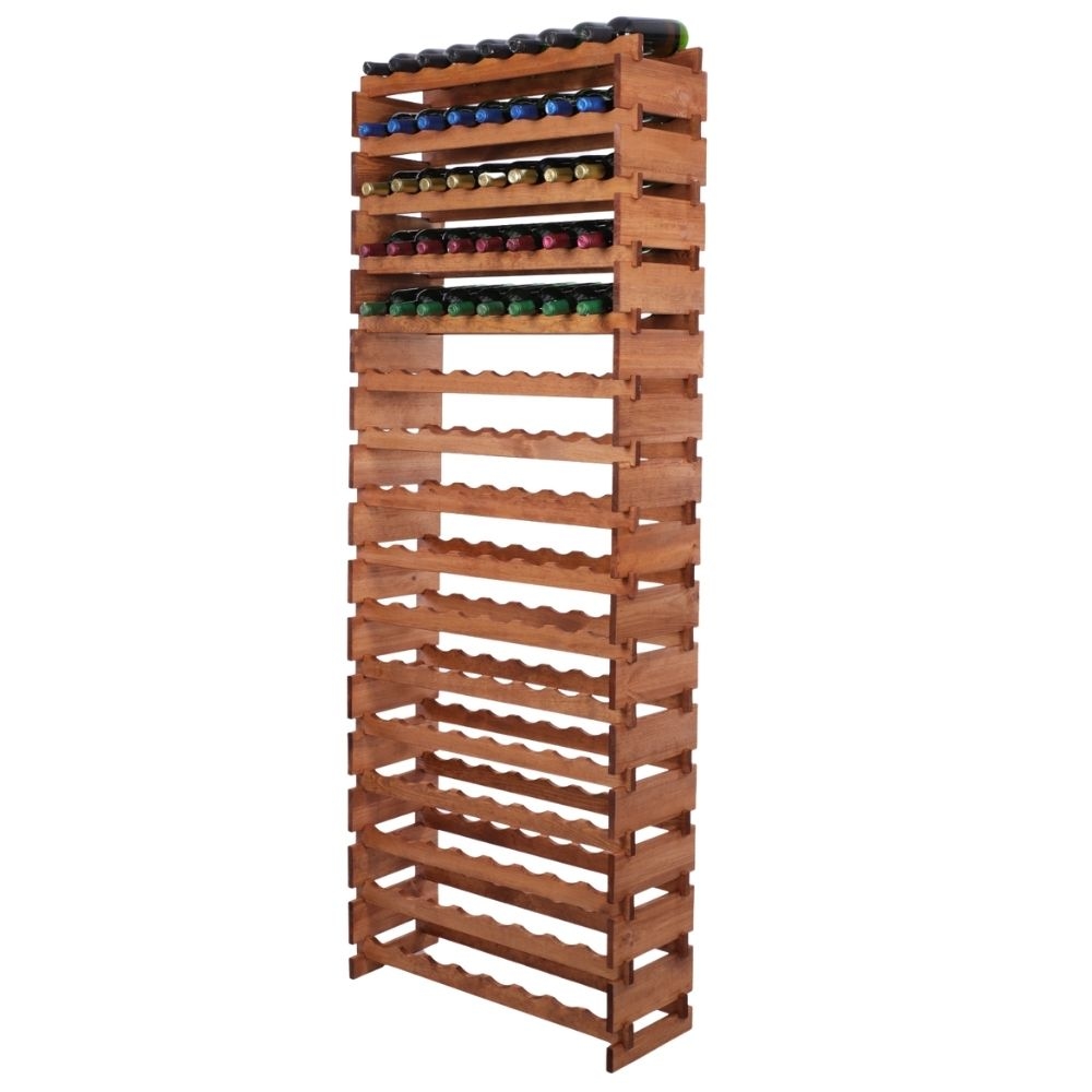 Proregal Weinregal VINOTECA FLEX PRO | HxBxT 219x84x28cm | 128 Flaschen auf 16 Ebenen | Massives Kiefernholz | Braun geölt Image