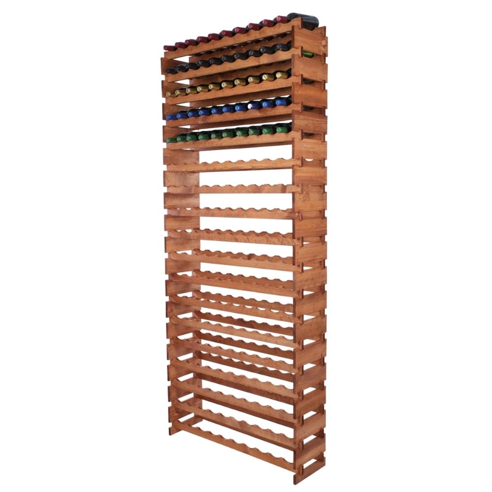 Proregal Weinregal VINOTECA FLEX PRO | HxBxT 247x103x28cm | 180 Flaschen auf 18 Ebenen | Massives Kiefernholz | Braun geölt Image