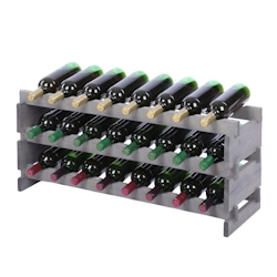 Proregal Weinregal VINOTECA FLEX PRO | HxBxT 37x84x28cm | 24 Flaschen auf 3 Ebenen | Massives Kiefernholz | Grau Image