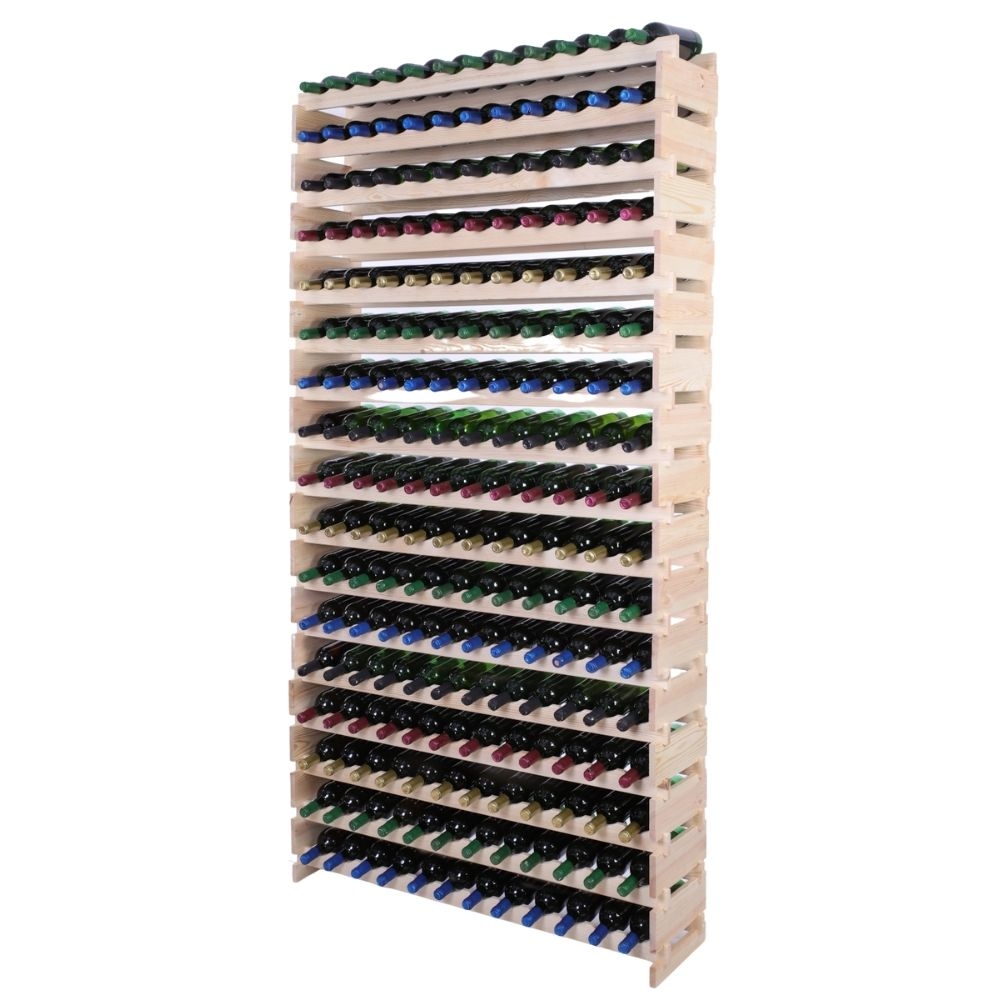 Proregal Weinregal VINOTECA FLEX PRO | HxBxT 233x123x28cm | 204 Flaschen auf 17 Ebenen | Massives Kiefernholz | Natur unbehandelt Image