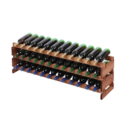 Proregal Weinregal VINOTECA FLEX PRO | HxBxT 37x123x28cm | 36 Flaschen auf 3 Ebenen | Massives Kiefernholz | Braun geölt Image