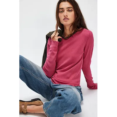 We The Free Easy Does It Tee at Free People in Love Potion, Size: Small