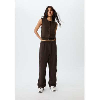 Stradivarius Buttoned knit vest Brown L