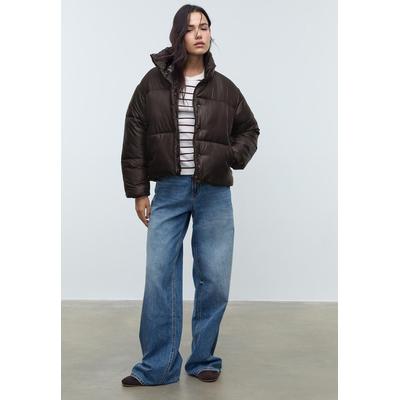 Stradivarius Satin-effect puffer jacket Brown M
