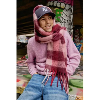 Loom Red Check Scarf - Red at Urban Outfitters