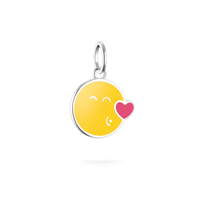 Charm-Einhänger THOMAS SABO "SMILEYWORLDKiss Charm - Connect", silberfarben, gelb, pink, Charms, Damen, Silber 925, recycelt Image