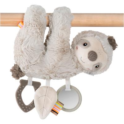 Greifspielzeug FEHN "Lazy, Crazy & Pink, Activity-Faultier", grau (grau, beige), Greifspielzeug, KinderB:22cm H:6,5cm L:24cm, Plüsch, Softvelour, Nicki, B:22cm H:6,5cm L:24cm