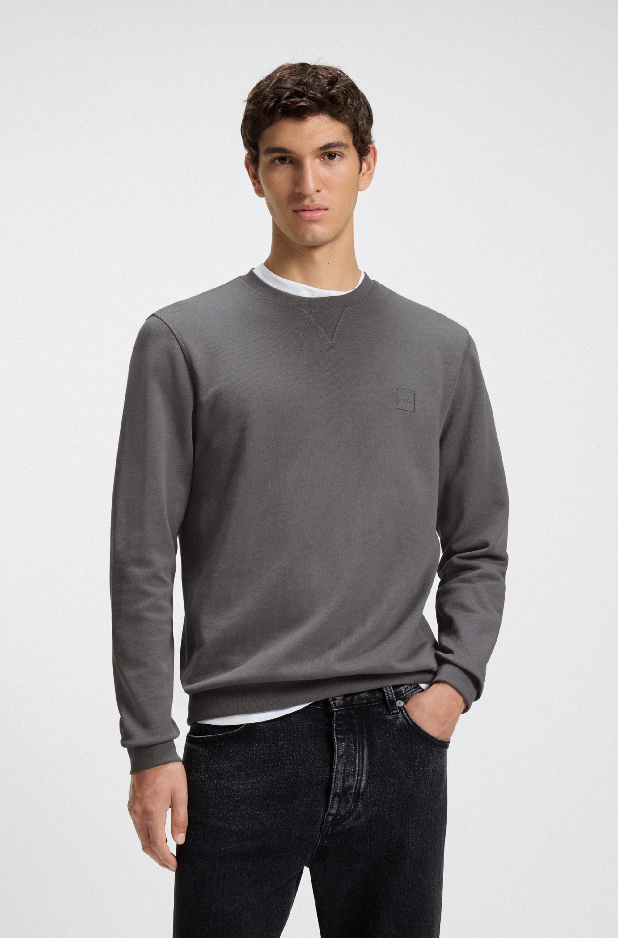 Sweatshirt BOSS ORANGE "Westart", Herren, Gr. 6XL, open grau062, Sweatware, Obermaterial: 100% Baumwolle, regular fit normal, Rundhals, eingesetzt Bündchen, Sweatshirts Sweatshirt, mit BOSS Logopatch