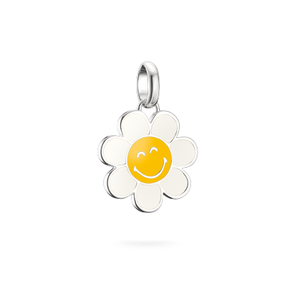 Charm-Einhänger THOMAS SABO "SMILEYWORLD Daisy Charm - Connect", gelb (silberfarben, gelb, weiß), Charms, Damen, Silber 925, recycelt Image