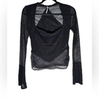Free People Tops | Free People Fairycore Whimsigoth Lace Bell Sleeve Sheer Blouse Size Large Nwot | Color: Black | Size: L